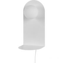 Beliani - Modern Wall Lamp Lighting Round Glass Shade Metal Steel Base with On/Off Switch White Mapi - White