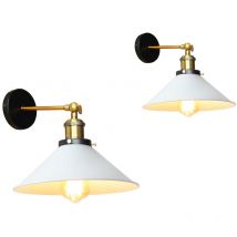 Wottes - Industrial Wall Light Metal Edison Wall Lamp Swing Adjustable Indoor Wall Sconce White 2Pcs