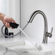 Petites Ecrevisses - Modern Wasserhahn Bad Mit Ausziehbar Brause Waschtischarmatur Badezimmer Mit 2 Wasserauslassmodi Grau