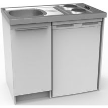 Moderna - Kitchenette boreale 100 cm avec frigo, évier 18/10 et 2 plaques