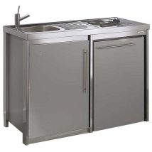 Kitchenette metalline éléments bas 120x60 Gris Aluminium - Moderna