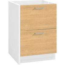 Moderna - Meuble bas onelia 60 cm mélaminé 16mm chêne s 2 tiroirs