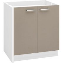Meuble bas sous-évier onelia 80 cm mélaminé 16mm argile 2 portes + 1 étagère - Moderna