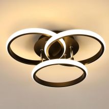 Plafoniera led moderna 40CM, 40W 4500LM, lampada da soffitto rotonda in alluminio nero, luce calda 3000K, plafoniera per soggiorno, cucina, sala da