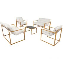 Moderne 6-Sitzer-Gartenmöbel mit braunen und beigen Kissen rabat