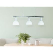 Balken Pendelleuchte Dallas 3 Flammig Glasschirme Weiß, Breite 61cm