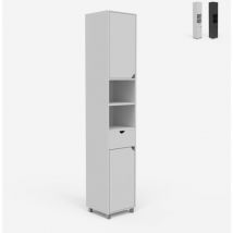 Ahd Amazing Home Design - Moderner hoher Schrank mit 2 Türen, 1 Schublade und 2 Regalen Badezimmer Konyves - Weiß