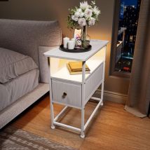 Moderne Beistelltisch 60x30x62 Cm – Mit Led-beleuchtung, 1 Schublade – Usb & Type-c Ladeanschluss – Für Wohnzimmer Und Schlafzimmer – Nachttisch – 
