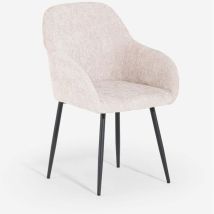Moderne Chenille-stuhl Mit Armlehnen Für Esszimmer Und Küche Daiva - Beige