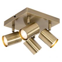 Qazqa - Moderne Deckenleuchte Bronze 4-flammig verstellbar rechteckig - Jeana