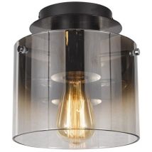 Italux - Javier - Modern Flush Deckenleuchte Schwarz, Smoky 1 Light mit Glasschirm, E27