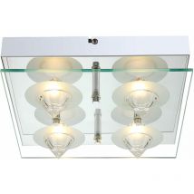 Globo - 20 Watt led Design Leuchte Lampe Chrom Glasplatte klar Kristalle 4941201-4 ramiro