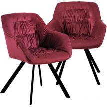 Moderne Esszimmerstühle - schicke Esstischstühle in Velvetoptik gepolsterte Stühle für Wohn- und Esszimmer, Bordeaux, 2 St.