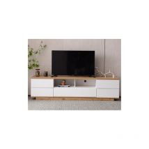 Moderner Farbblock-TV-Schrank, Hochglanz-Finish, Holzmaserung, TV-Schrank, 180 cm, 180 x 38 x 46 (cm)