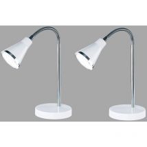 Reality Leuchten - Moderne flexible led Schreibtischleuchten 2er set 1 flammige Kunststoff in Weiß