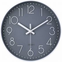 Briday - Moderne Horloge Murale silencieuse et sans tic-tac,Horloge Murale Mute Silencieuse Pendule Murale pour La Chambre Cuisine Salon - Gris-30 cm