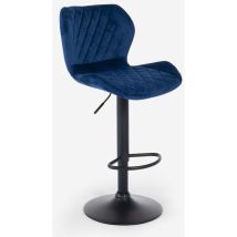 Moderner, Verstellbarer Küchen-barhocker Aus Samtstoff Jersey - Blau