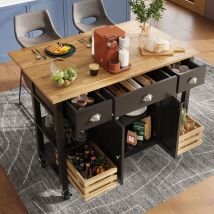 Okwish - Moderne Kücheninsel (120×45×90cm) Küchenmöbel Esszimmermöbel Esszimmerwagen Esszimmerwagen Holzmaserung Esszimmerwagen Esszimmermöbel