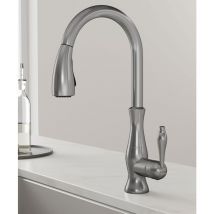 Mitigeur de cuisine moderne avec douchette et tuyau extractible - Nickel brossé