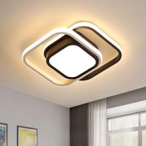 Comely - Moderne LED-Deckenleuchte 32W mit doppeltem Quadrat, für Wohnzimmer, Schlafzimmer, Küche, Flur - Schwarz und Weiß - Warmweißes Licht 3000K