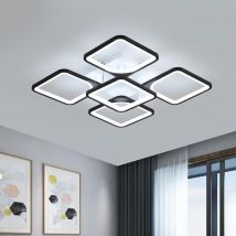 COMELY Moderne LED-Deckenleuchte, 75 W schwarze quadratische Design-Deckenleuchte, 6500 K kaltweißes Licht Wohnzimmer-Kronleuchter