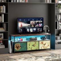 Moderne Led Tv Möbel Mit 3 Schubladen Und 1 Regal Metallrahmen 108x29x57 Cm Wohnzimmer Tv Möbel Aufbewahrungsmöbel Aus Stoff Und Holz