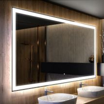 Foram - Moderne Miroir avec led Illumination Salle de Bain 120x70 cm sur Mesure led Lumineux Miroir avec Éclairage intégré Interrupteur Tactile