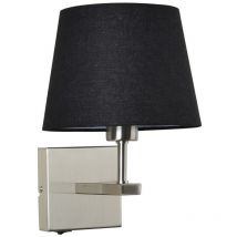 Italux - Norte - Moderne Nachttischlampe Nickel 1 Light mit schwarzem, rundem Schirm, E27