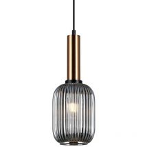 Antiola - Moderne hängende Anhänger Messing 1 Licht mit Glas, Smoky Shade, E27 - Italux
