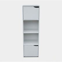 Moderne Platzsparende Bücherregal Mit Regalböden Und Türen 30x29x120 Oreni - Weiß