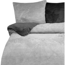 Moderne Plüschbettwäsche mit Reißverschluss - einfarbig, wendbar & warmhaltend Rosa 240x220cm + 2x 80x80cm Kissenbezug