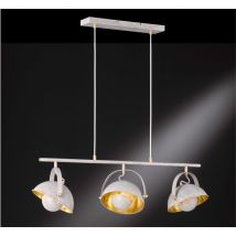 Moderne led Pendelleuchte Retrolook in Betonoptik & Gold schwenkbar, b: 95cm