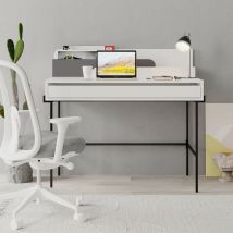 Moderne Schreibtisch Leila in Weiß mit anthrazitfarbenen Details und Schublade H 101 x T 60 x B 110 cm