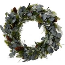 Webmarketpoint - Moderne Silberblatt- Und Kieferngirlande Für Den Innenbereich H 12 Ø 60 Cm