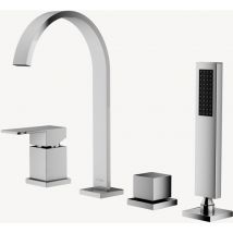 Klassisches Strandbadventil mit 4-Loch-Handbrause - Verchromt