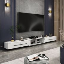 Moderne Tv Schrank Medienkonsole, Lowboard Mit Verstellbare Länge,fernsehschrank,tv Bank Mit Schubladen Und Beinen, Für Wohnzimmer Weiß Und Schwarz (