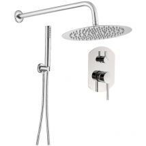 NALA Unterputz-Regendusche – verchromtes Messing – Duschkopf Ø 20/25/30 cm – 4 l/min / 12 l/min – 2 Jahre Garantie