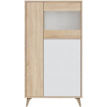Mirakemueble - Schaukasten Atlanta, Moderne Vitrine mit 3 Türen, Sideboard für Wohnzimmer oder Wohnzimmer, Hohes Sideboard mit Regalen, cm 77x33h142,