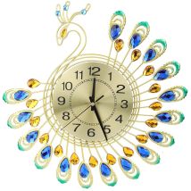 Moderne Wanduhr Mit Großem 3d-pfauenmotiv, Geräuschlos, Für Zeitgemäße Wohnzimmerdekoration