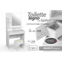 WEBMARKETPOINT Schminktisch mit Spiegel und Hocker – Moderne weiße Toilette – 80cm x 40cm x 155cm