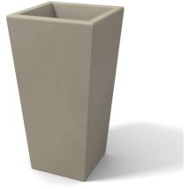 Moderner Blumentopf rechteckig aus Harz mod. Egizio Liscio h 105 taupe