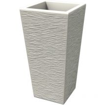 Moderner Blumentopf rechteckig aus Harz mod. Egizio Rustico h 65 Weiss