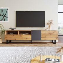 Okwish - Moderner Colorblocking-tv-schrank Tv-schrank Mit Holzmaserung 180cm