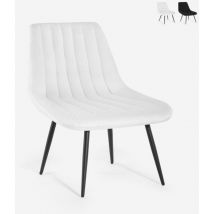 Ahd Amazing Home Design - Moderner Design-Wohnzimmersessel gerippter Sitz Samtstoff Rajin - Weiß