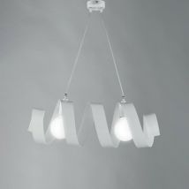 Bonetti Illumina - Moderner hängender Kronleuchter aus Eisen mit zwei Lichtern Weiß 54x h20 cm