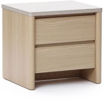 Moderner Holz Nachttisch Mit 2 Schubladen, Beistelltisch Fürs Schlafzimmer, Multifunktionaler Aufbewahrungsschrank
