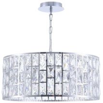Gelid Kronleuchter Zylindrischer Anhänger Chrom & Kristall, 4 Lichter, E27
