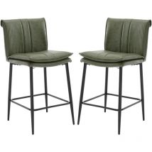 Wahson Office Chairs - Barhocker 2er Set, Moderner Küchenhocker mit Lehne pu Leder Barstuhl Metallbeine Doppelschicht Kissen Thekenstühle für