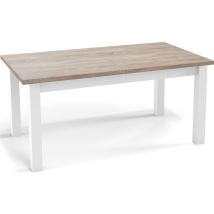 Moderner Rechteckiger Ausziehbarer Esstisch - Platzsparend - Weiße Holzbeine - 160 Bis 240 Cm - Hergestellt In Eu - 160 X 90 Cm - Sonoma Eiche