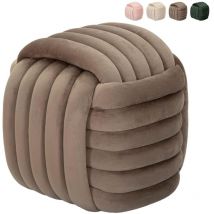 Moderner Samt-pouf Softy Mit Gestepptem Design - Grau